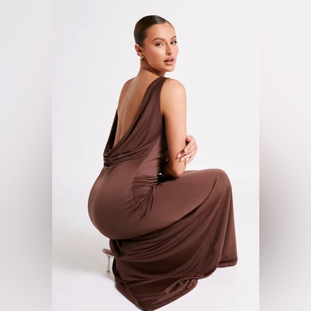 Meshki Draped Front Maxi Dress - Mocha